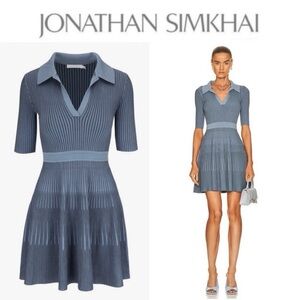 Jonathan Simkhai Patricia Compact Polo Mini Dress in Slate Blue sz M 395$